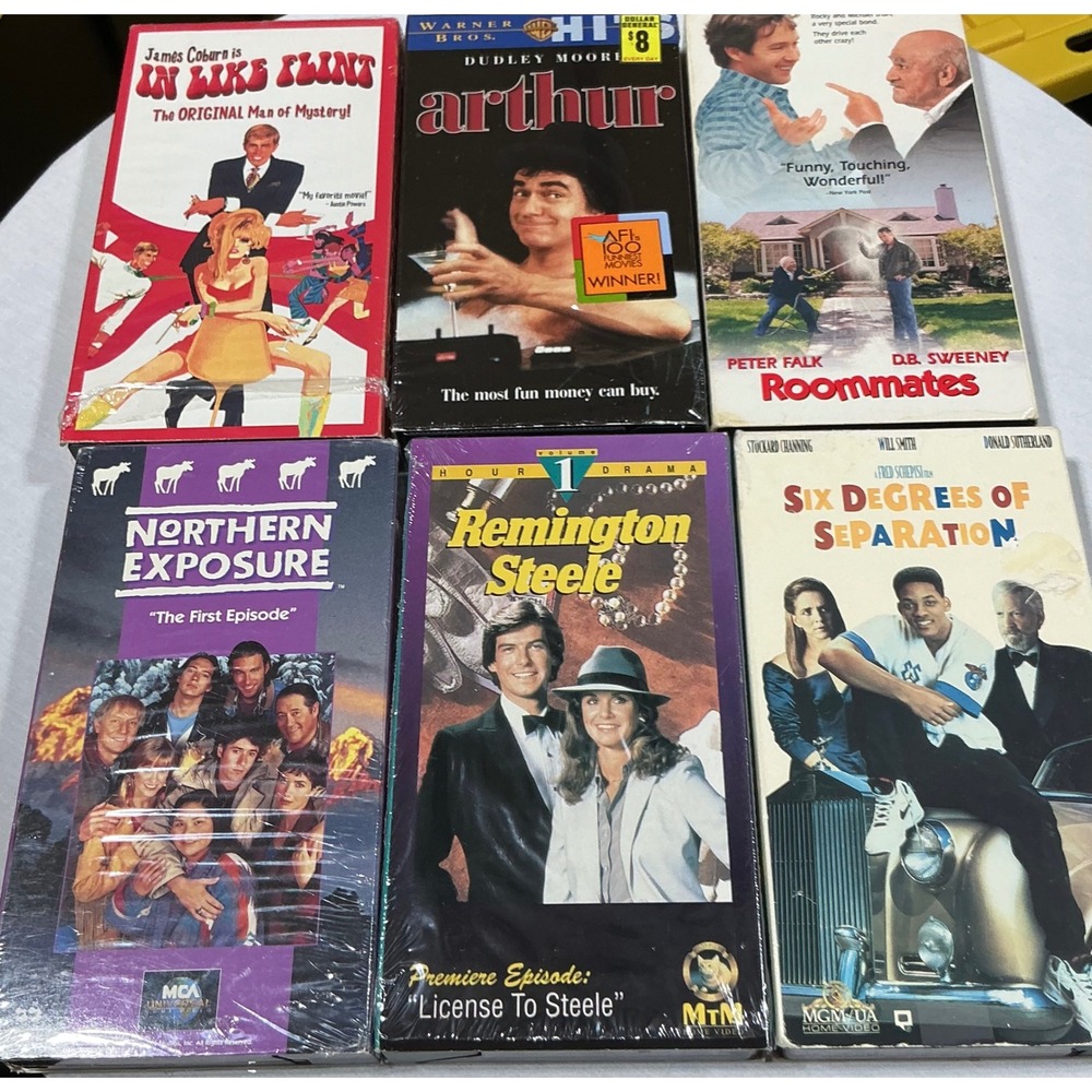 Vintage VHS Lot 6 Remington Steele Northern Exposure Arthur Movies TV